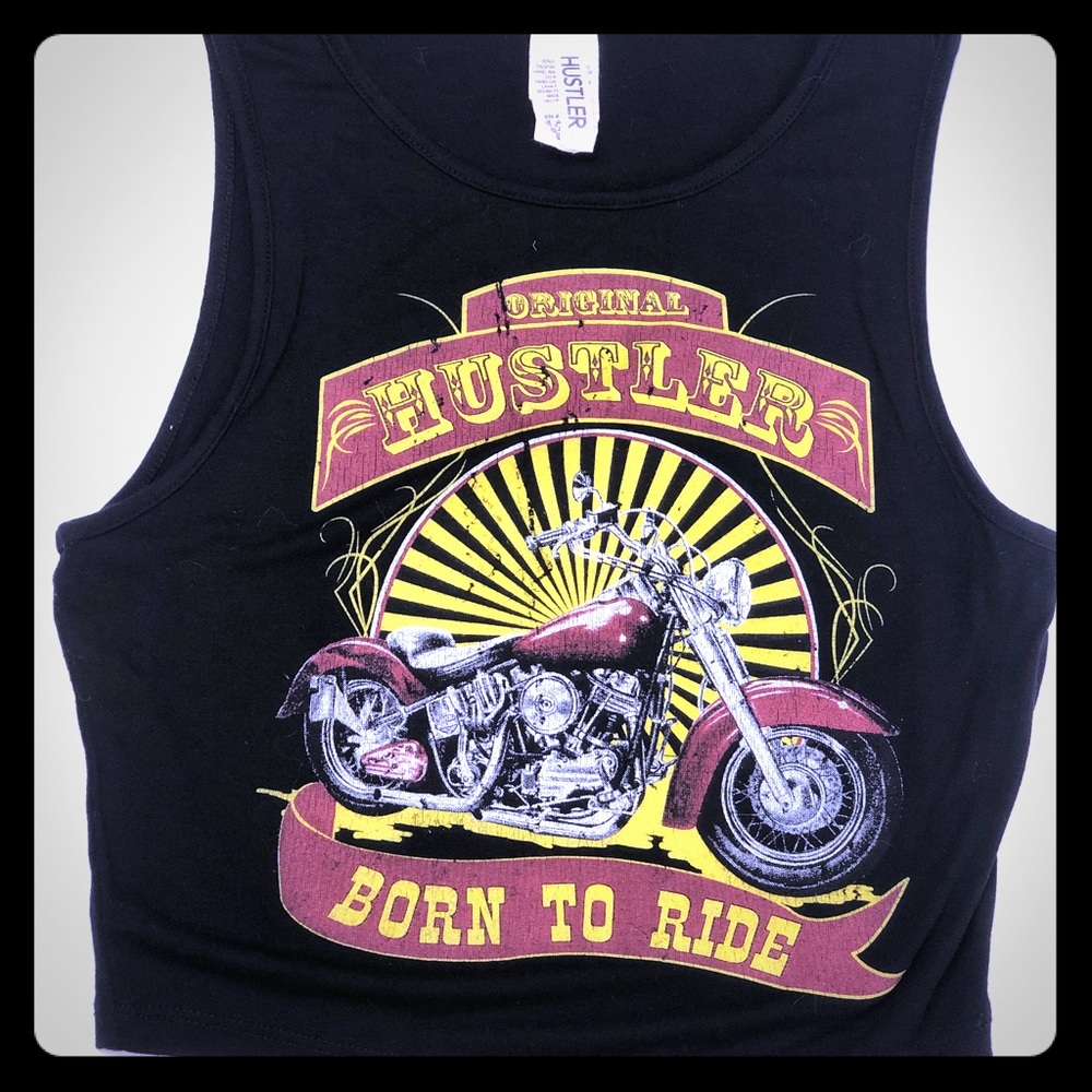 HUSTLER 'Born to Ride' Coachella Crop Top small